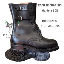 Anfibi Militari Taglie da 46 a 50 Originali Esercito Italiano, vera pelle, Neri 