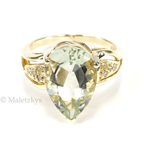 Anello prasiolite diamanti oro