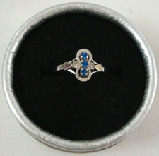 Anello vintage Argento  925 massiccio italiano regolabile blu donna bambina