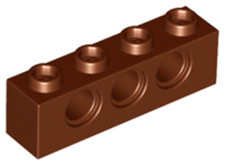 10x Lego® Parts Used Technic Brick 1x4 With Holes (10188 75397) Reddish Brown
