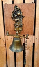 Antica Campana In Ottone Massiccio CUTTY SARK con Veliero Barca Casa Marina Navy