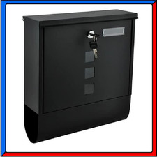 Cassetta Postale Box Porta Lettere da Parete Moderna per Esterno Acciaio Nera