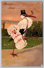 Cartolina PBF Cicogna Bambino Annuncio Fumo Pipa Culla Fantasia