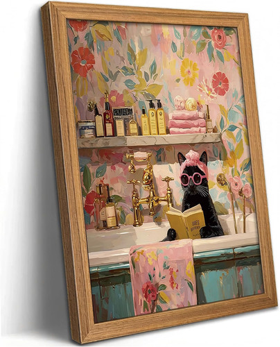 Poster bagno gatto - , nero