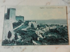 20164) CAGLIARI TORRE DELL'ELEFANTE E PANORAMA 1925 TIMBRO AMBULANTE TERRANOVA