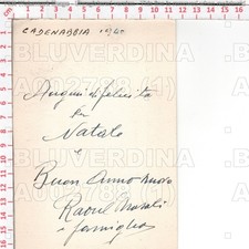 A2788 CARTONCINO 1940 AUTOGRAFO RAUL MASALI PITTORE COMO CADENABBIA BUON NATALE