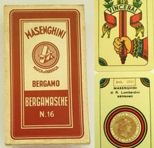 MASENGHINI BERGAMASCHE MAZZO 40 CARTE DA GIOCO 1951 N.16 TELATE BERGAMO SIBILLE