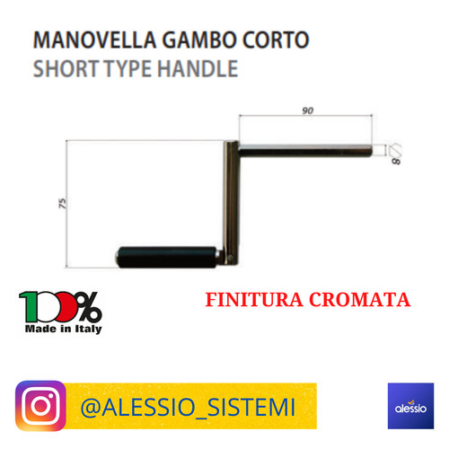 Maniglia manovella cromata - maniglia,