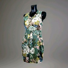 TOM JOULE woman dress "EGG" cut floral green print side pockets cotton staple 10