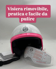 Casco Omologato con Visiera a Scomparsa baby rosa/ bianco tg- l     -53 cm