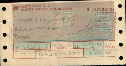 Biglietto treno del 1988 - biglietto,