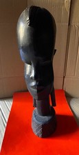 Statua Vintage in legno Intagliato , artigianato Africano, Testa di Donna