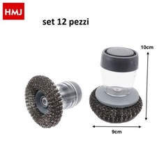 Set 12 Pezzi Spazzola Lavapiatti Con Paglietta Serbatoio Pentole Piatti hmj