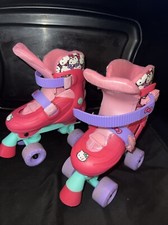 PlayWheels Hello Kitty Kids Adjustable Quad Roller Skates Sz J10- J13 Age 4 & Up