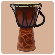 Djembe Geschnitzt 15 CM Bongo Africana Tamburo Elaborare Intaglio