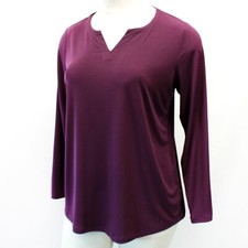 Susan Graver QVC Plus Purple Liquid Knit Split Neck Top Tunic 2X