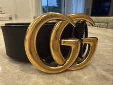 Cintura Gucci GG nero oro