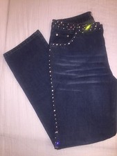 BLUMARINE JEANS TG 44 BLU STRASS LATERALI , IN VITA E SUL RETRO