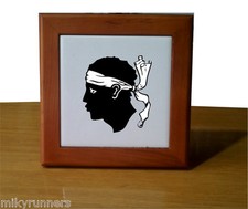 Mattonella  ceramica con cornice in legno stampata MORO SARDO