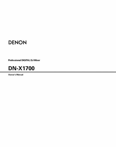Download pdf denon - denon, dn-x1700