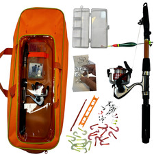 Set Pesca Completo 165cm Rute Con XT2000 Ruolo Esca Gancio Nuotatore Accessori