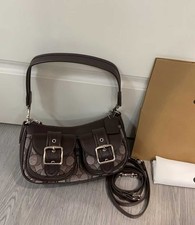 Borsa COACH CBJ00 Ashton in rovere jacquard/acero firmata NUOVA