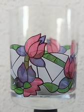 VINTAGE SET 2 BICCHIERI BY CERVE TUMBLER LIBERTY DIPINTI FIORI H=8 CM, D=6,5 CM