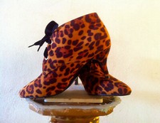 Tronchetti Stivaletti donna in tessuto a Punta Animalier Tacco spillo n40