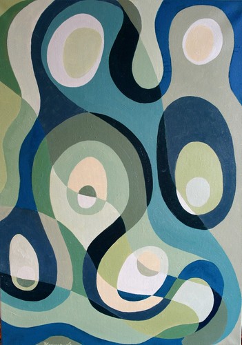 Quadro olio astratto - , verde