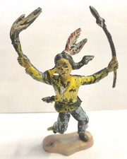 Soldatino in Gomma ISAS - Indiano con Lancia e Torcia - Basetta Originale