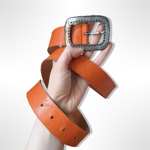 Cintura pelle arancione con - cintura,