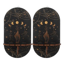  2 Pezzi Scaffale in Cristallo Porta Olio Essenziale in Legno Vetrina da Parete