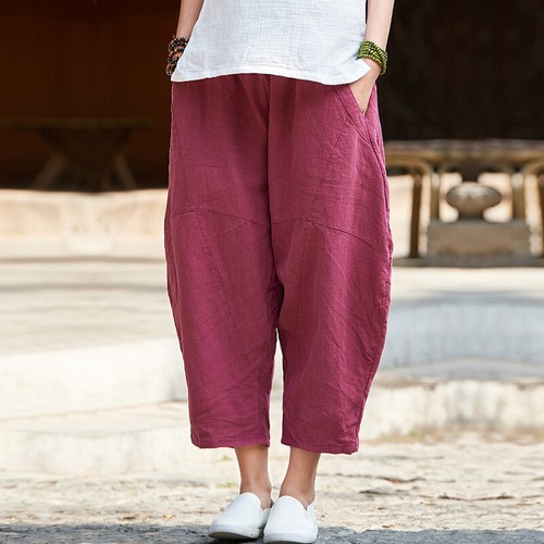 Pantaloni donna cotone lino