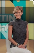 Maglia top manica corta in pizzo grigio Zara