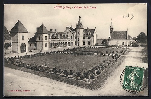 Cpa audes allier château de - audes,