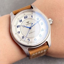 Nuovo Orologio Uomo Tandorio 39mm Bianco Opaco Pilot 20ATM Vetro Zaffiro NH35A PT5000