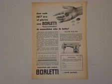 advertising Pubblicità 1958 MACCHINA PER CUCIRE BORLETTI