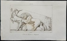 1841 - Leone E Toro A Persepolis - Incisione Antica - Iran & Persia