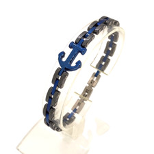 Bracciale Ancora Uomo Acciaio con Grigio Blu Regolabile Braccialetto Idea Regalo