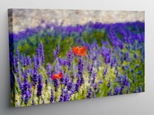 QUADRO MODERNO STAMPA TELA MODERNI QUADRI FIORI PRATO LAVANDA VIOLA FIORE T424