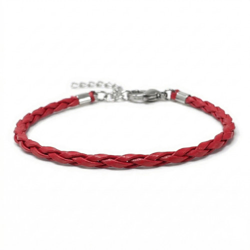 Bracciale rosso cuoio - in,