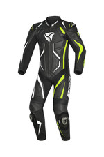 RTech Defender GP Uomo Moto Pelle 1PC Cursa Tute Nero Bianco Giallo CE Approvate