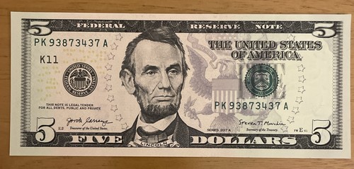 Banconote dollari usa - 5, $