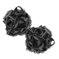 3 Pezzi Nero Doccia Pouf Rete