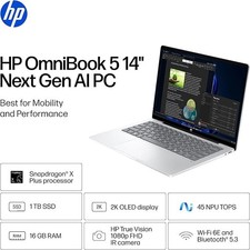 HP OmniBook 5 14 pollici Next Gen AI PC, display OLED, Snapdragon X Plus X1P-42-100