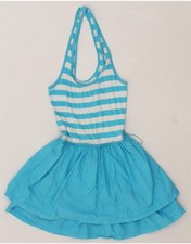 Abito donna Hollister Halter UK 4 XS blu a righe cotone AS11