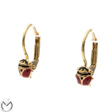 Orecchini oro giallo 18 kt 750 coccinella coccinelle smaltate monachella  -10...