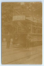 POSTCARD LEICESTER AYLESTONE ELECTRIC TRAM CAR #77 DRIVER CONDUCTOR REAL PHOTO