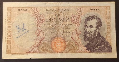 10000 lire michelangelo falso - 10000,