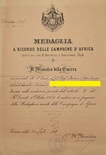 Regno - Diploma medaglia ricordo Campagne d'Africa - Somalia